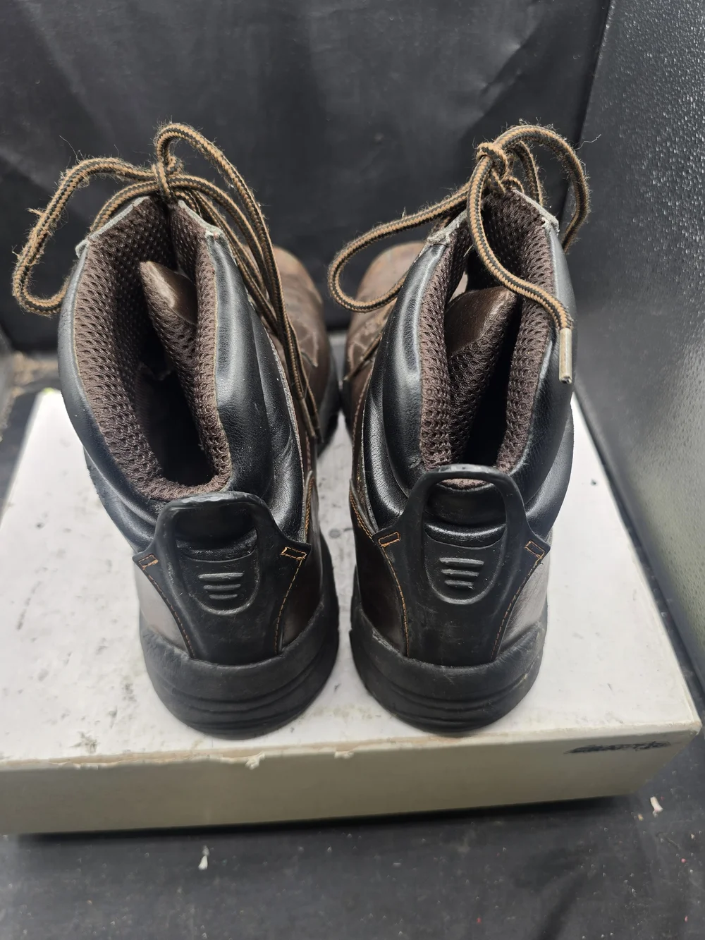 Wolverine Brown Work Boots with Orange Tongue Accents
